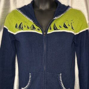 Breckenridge Full Sip Sweater Cardigan Jacket Stockinette Blanket Stitch Sz S